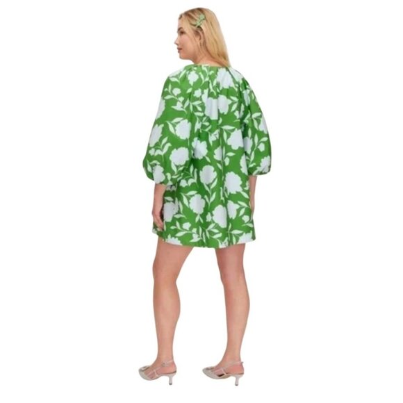 Kate Spade Target Rose Poplin Long Sleeve Mini Dress Green Blue Size Large - Picture 2 of 12